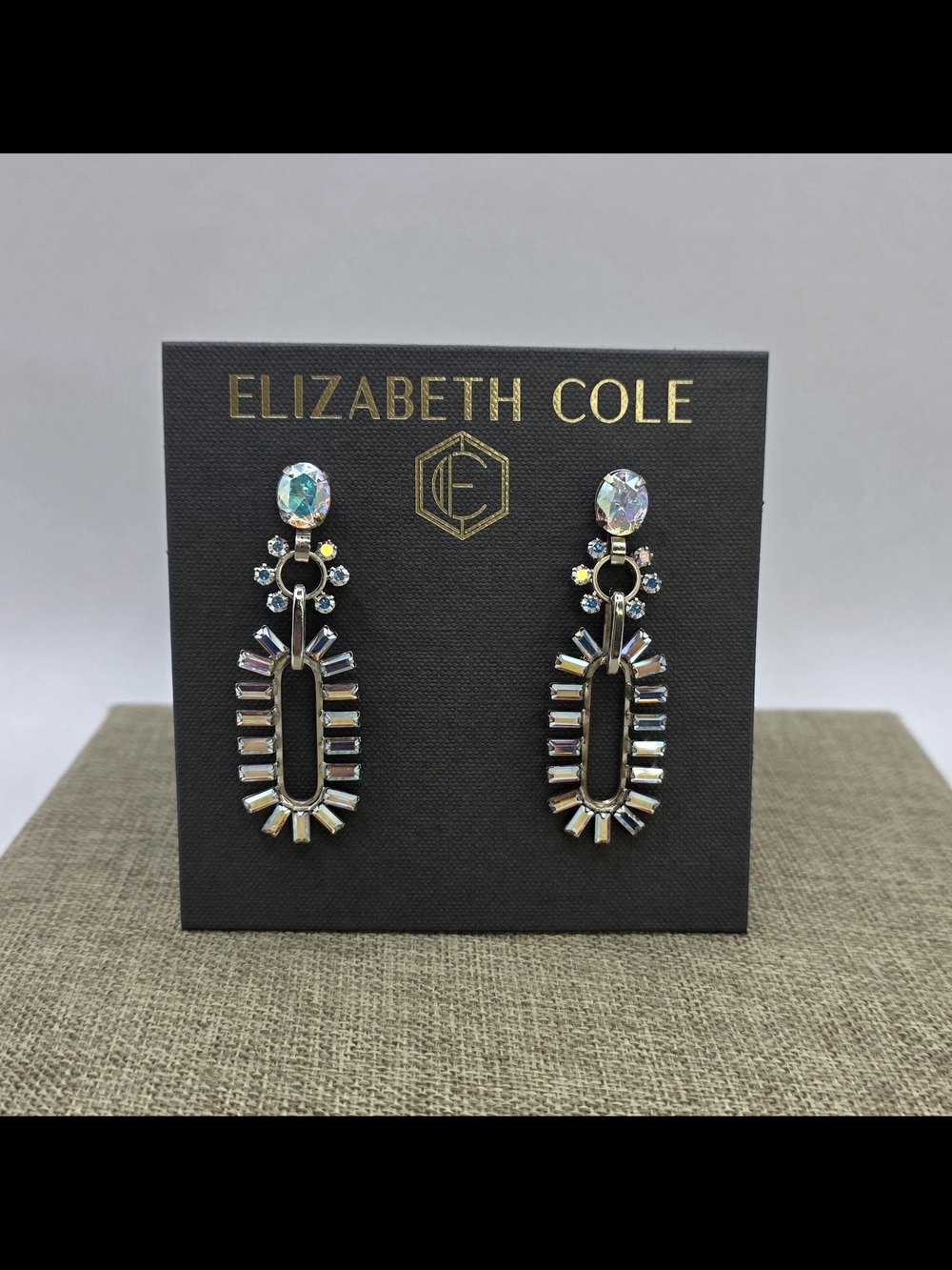 Elizabeth Cole Iridescent Crystal Drop Earrings